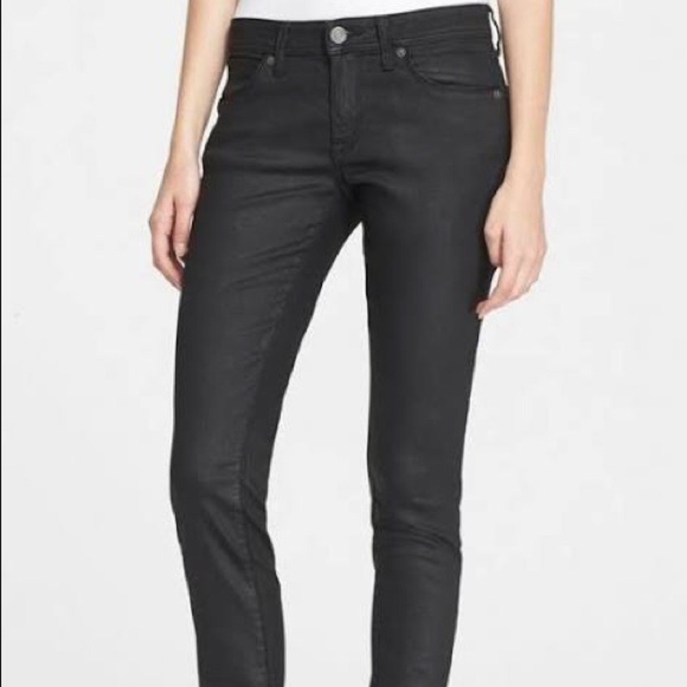 burberry black shiny wet look skinny jeans